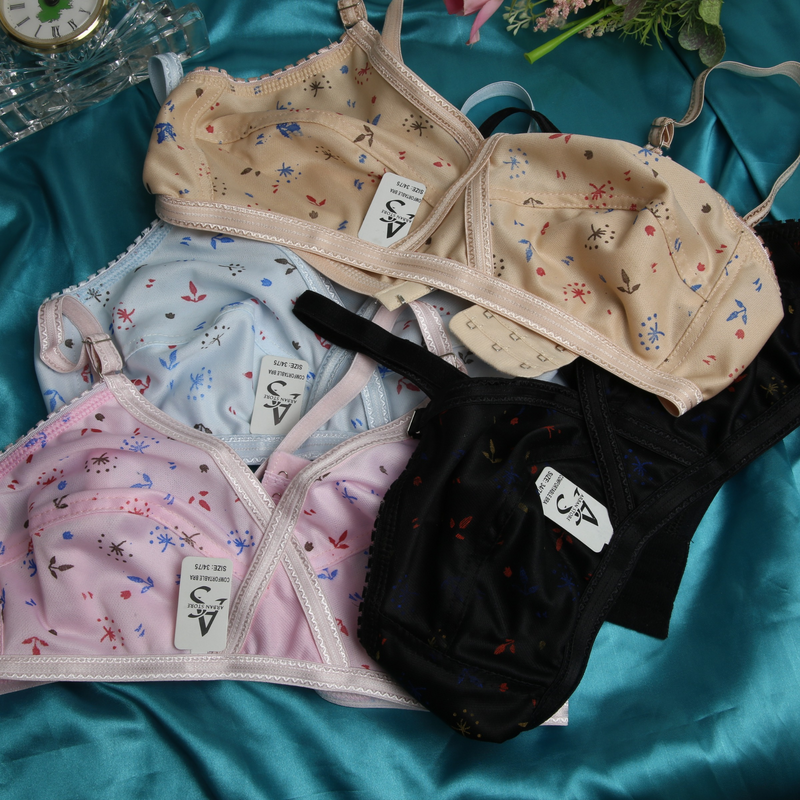 4 Piece Printed Jersey Bra Set – Soft, Stretchable & Comfortable Fit